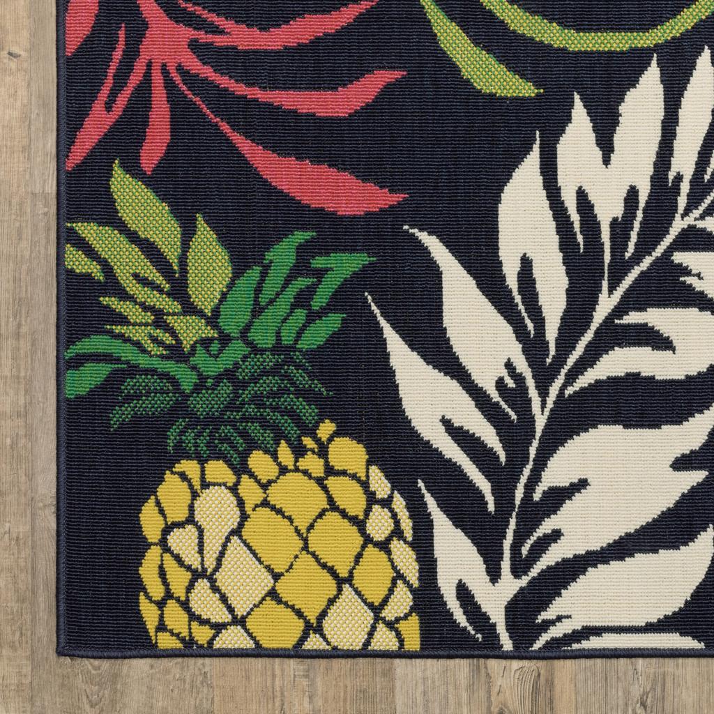 Oriental Weavers Havana HAV07 Navy Rectangle Indoor/Outdoor Area Rug Botanical Pattern-