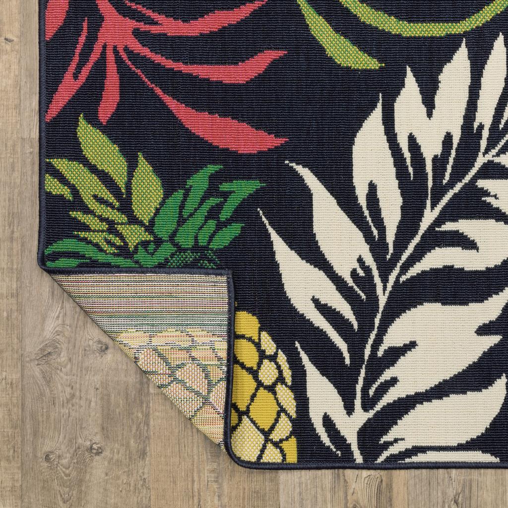 Oriental Weavers Havana HAV07 Navy Rectangle Indoor/Outdoor Area Rug Botanical Pattern-