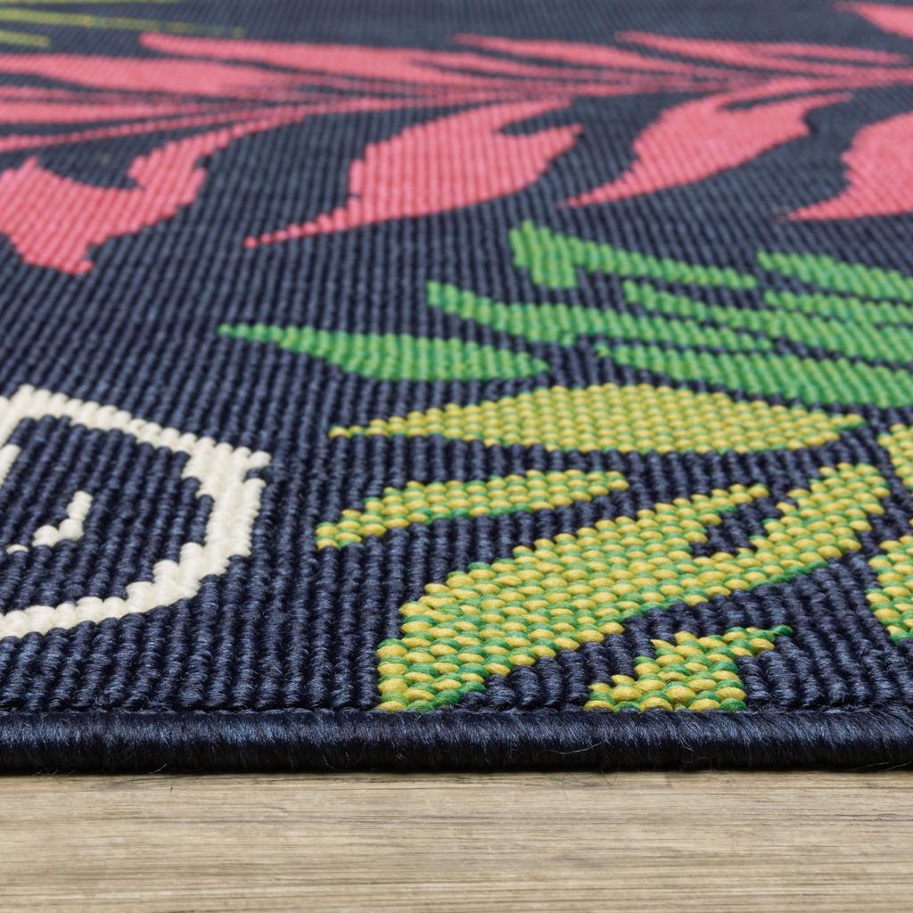 Oriental Weavers Havana HAV07 Navy Rectangle Indoor/Outdoor Area Rug Botanical Pattern-