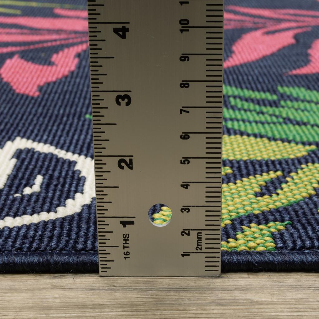 Oriental Weavers Havana HAV07 Navy Rectangle Indoor/Outdoor Area Rug Botanical Pattern-