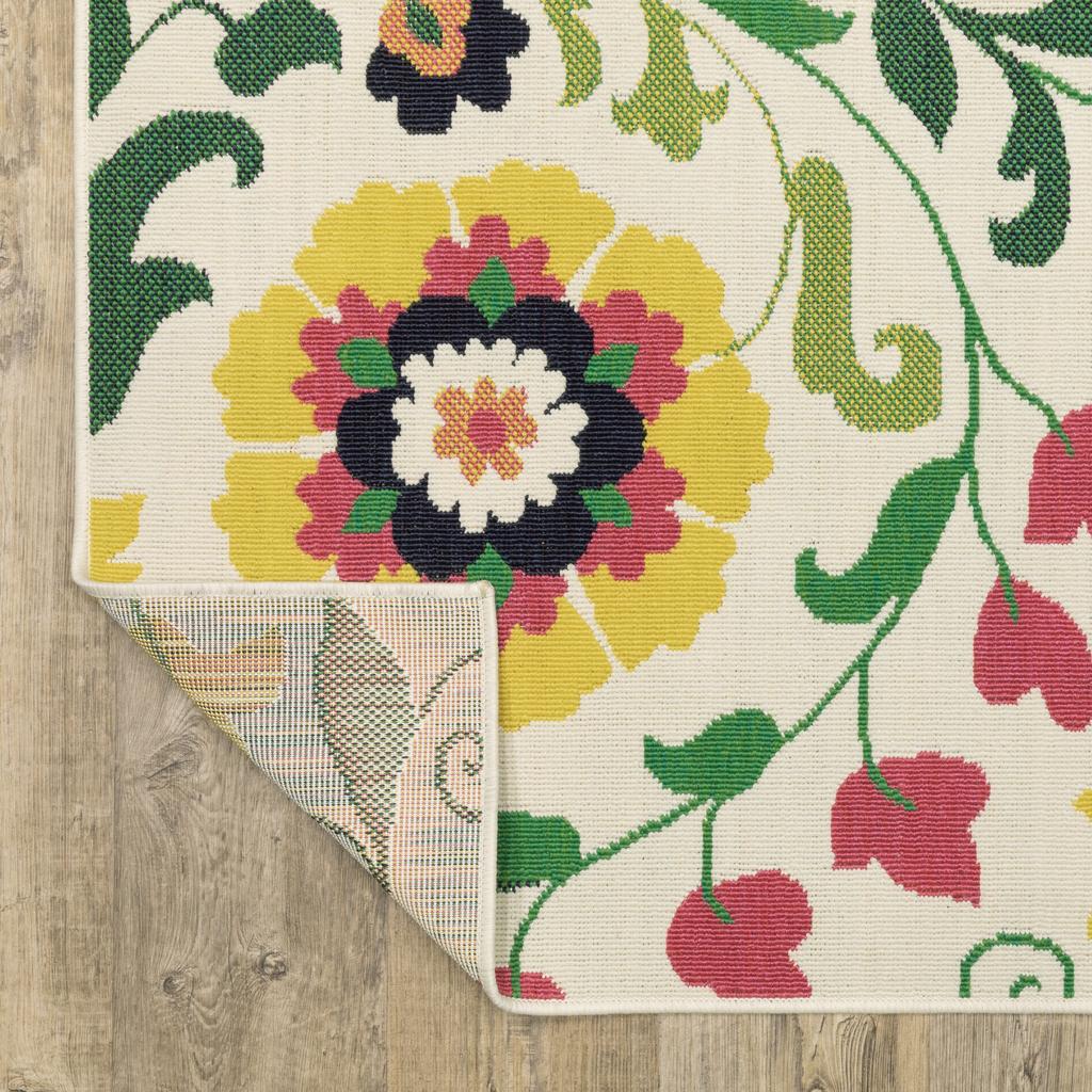 Oriental Weavers Havana HAV10 Ivory Rectangle Indoor/Outdoor Area Rug Botanical Pattern-