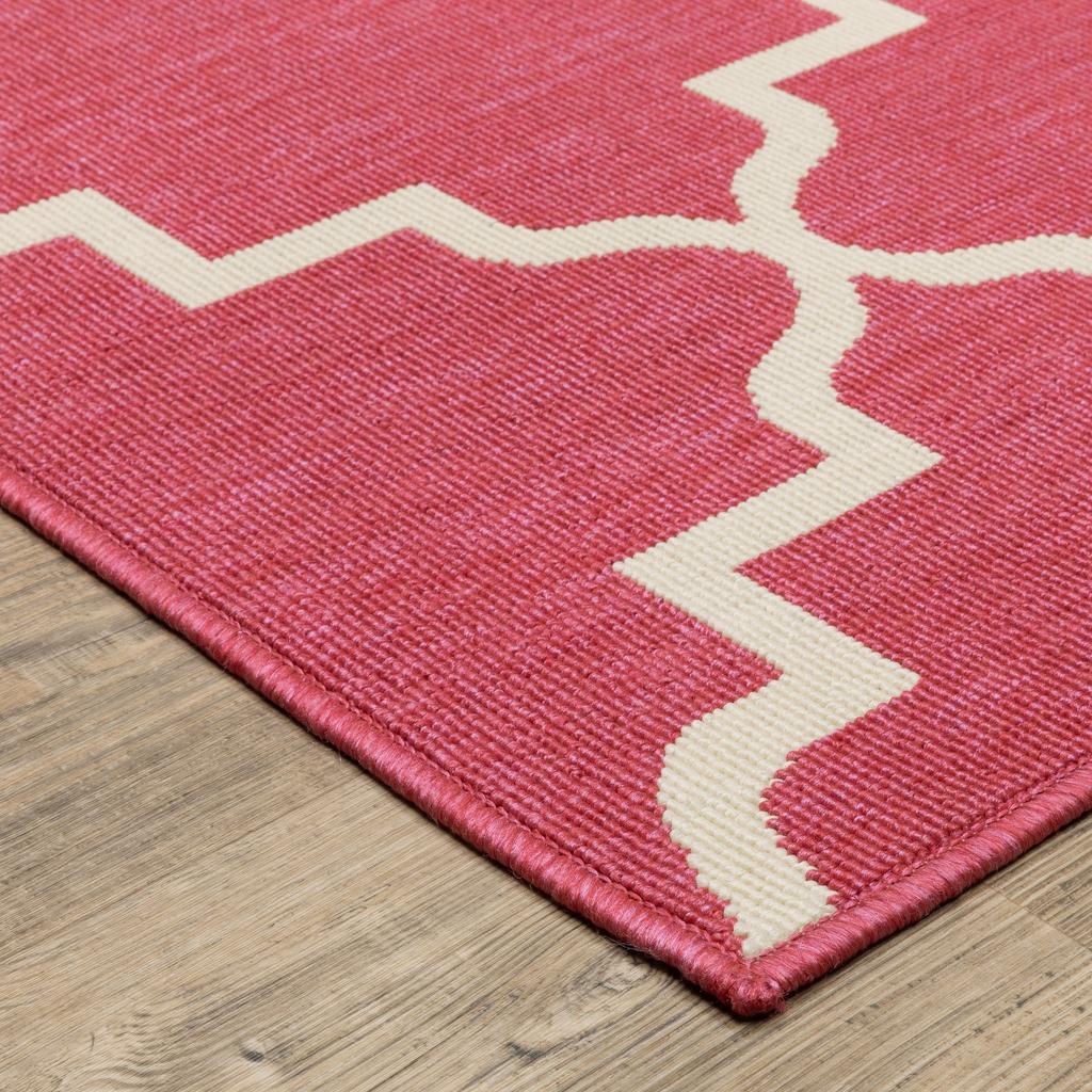 Oriental Weavers Havana HAV11 Pink Rectangle Indoor/Outdoor Area Rug Lattice Pattern-
