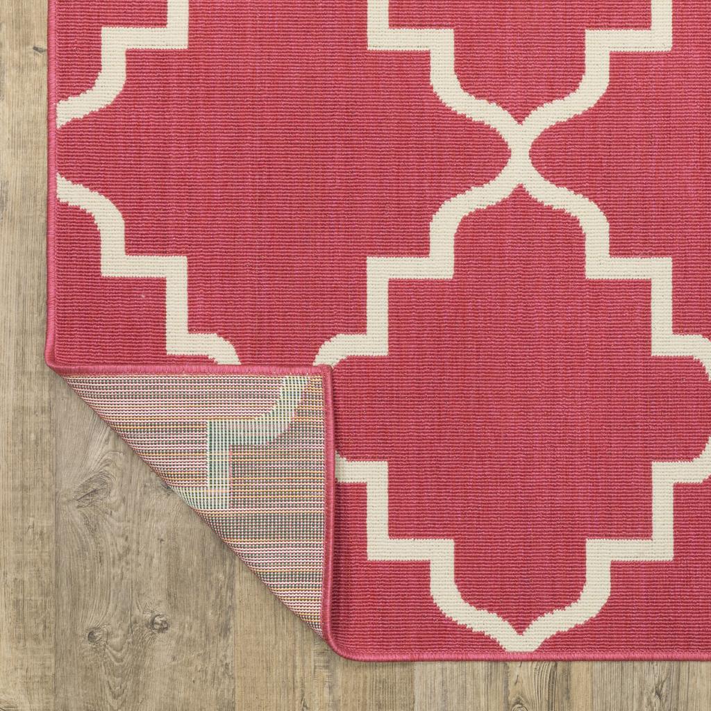 Oriental Weavers Havana HAV11 Pink Rectangle Indoor/Outdoor Area Rug Lattice Pattern-