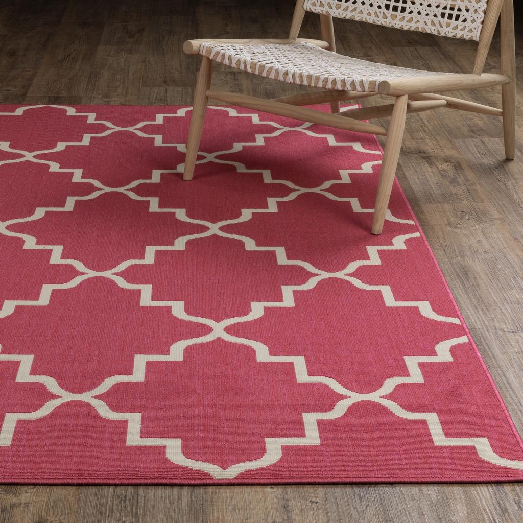 Oriental Weavers Havana HAV11 Pink Rectangle Indoor/Outdoor Area Rug Lattice Pattern-