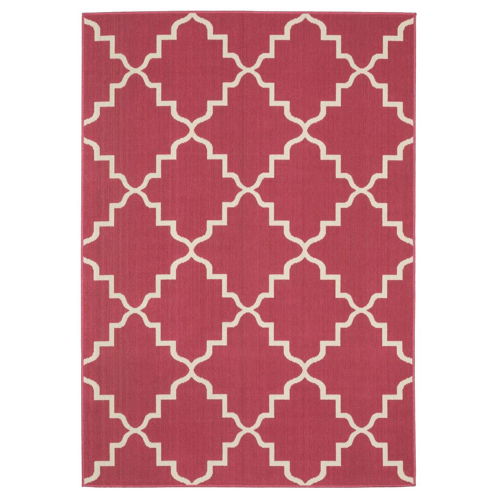 Oriental Weavers Havana HAV11 Pink Rectangle Indoor/Outdoor Area Rug Lattice Pattern-