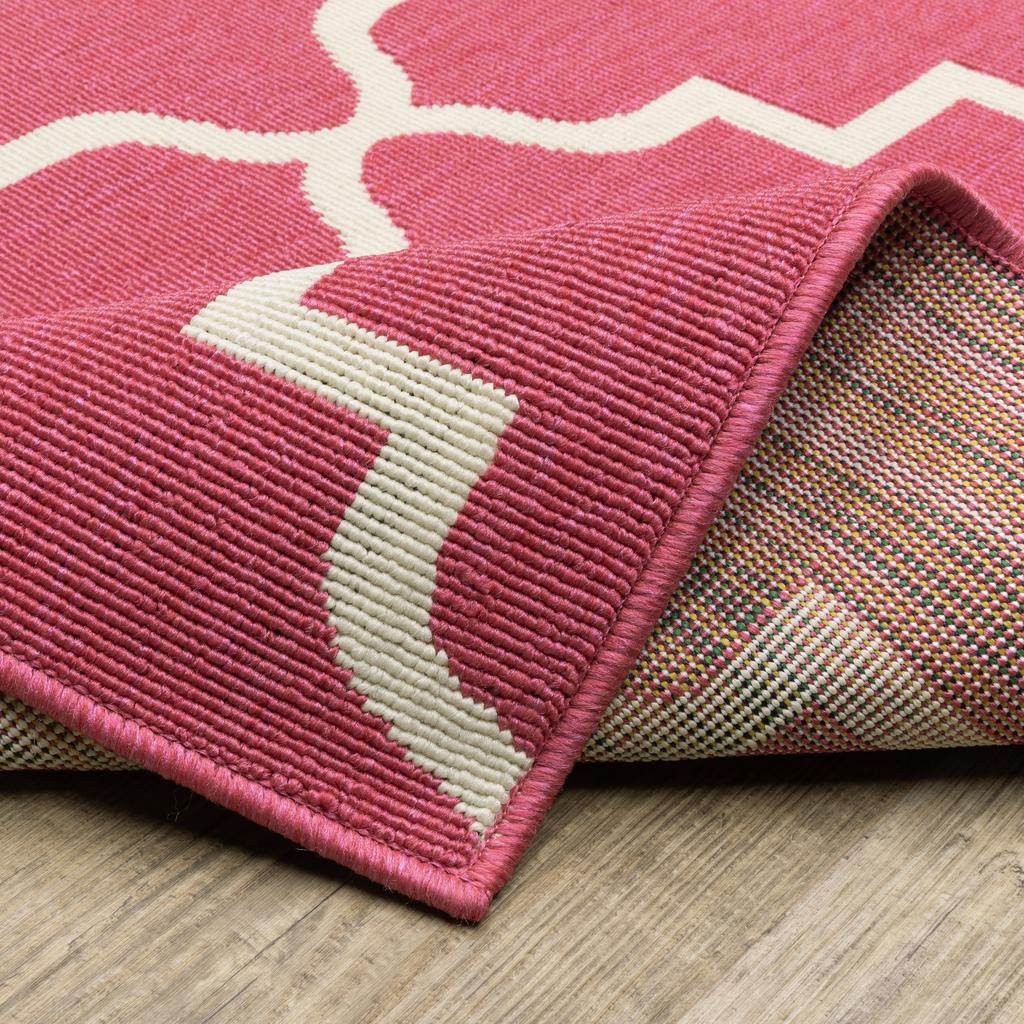 Oriental Weavers Havana HAV11 Pink Rectangle Indoor/Outdoor Area Rug Lattice Pattern-