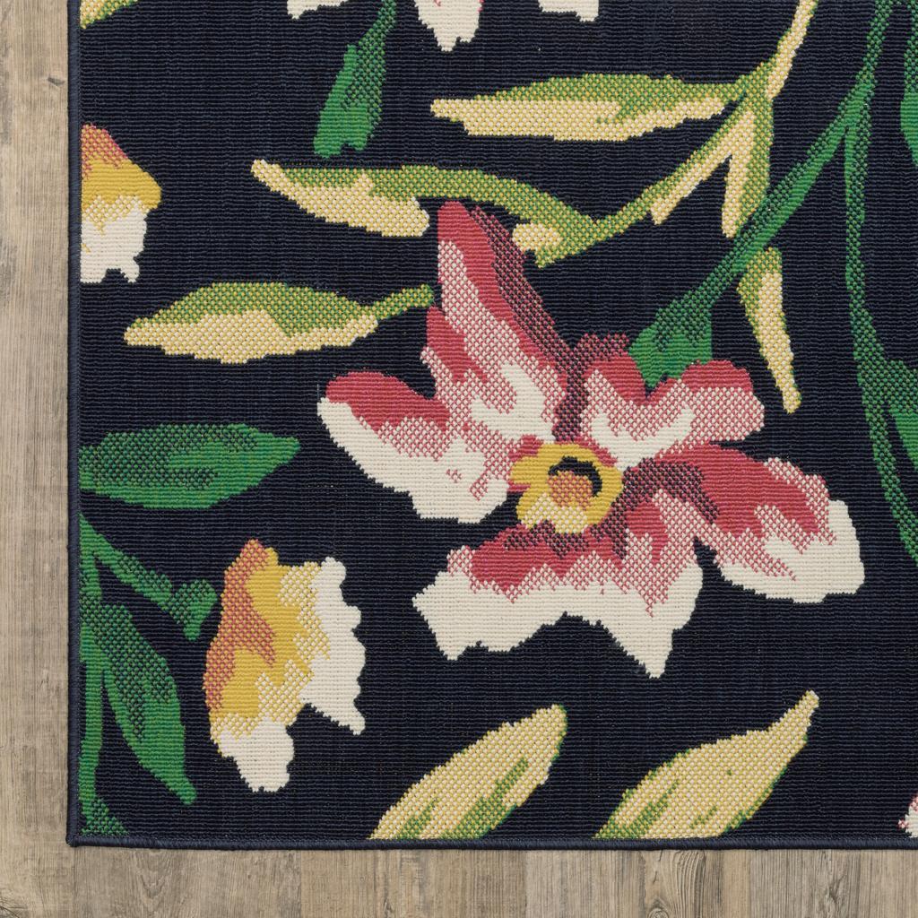 Oriental Weavers Havana HAV12 Navy Rectangle Indoor/Outdoor Area Rug Botanical Pattern-