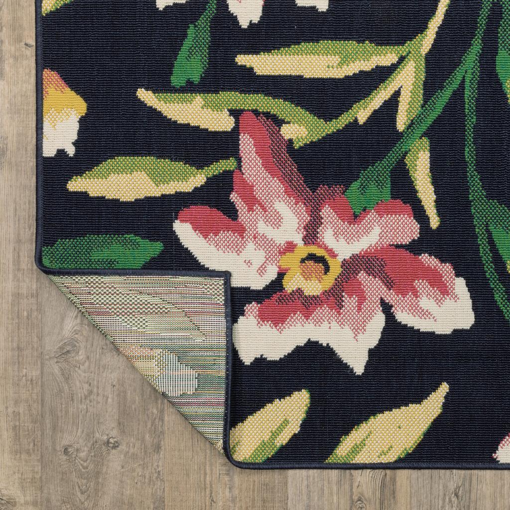 Oriental Weavers Havana HAV12 Navy Rectangle Indoor/Outdoor Area Rug Botanical Pattern-