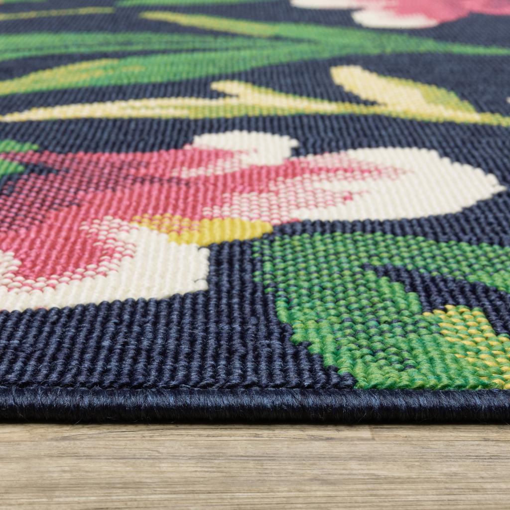 Oriental Weavers Havana HAV12 Navy Rectangle Indoor/Outdoor Area Rug Botanical Pattern-