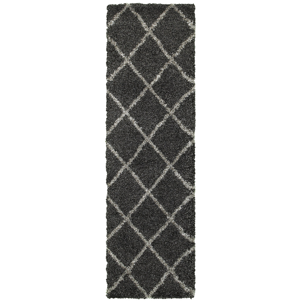 Oriental Weavers Henderson 090K1 Gray Rectangle Indoor Runner - Luxurious Stain Resistant Shag Rug with Geometric Design-