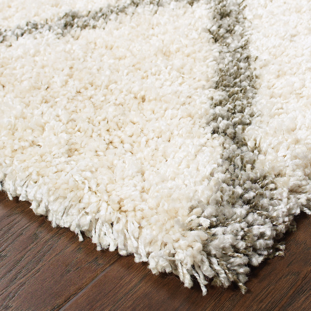 Oriental Weavers Henderson 090W9 Ivory Rectangle Indoor Runner - Luxurious Stain Resistant Shag Rug with Geometric Design-