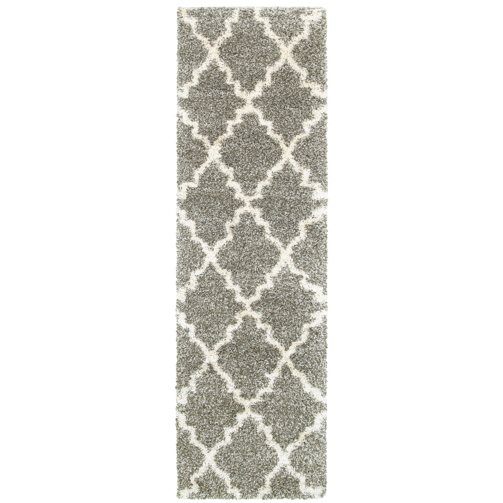 Oriental Weavers Henderson 092E9 Gray Rectangle Indoor Runner - Luxurious Stain Resistant Shag Rug with Geometric Design-