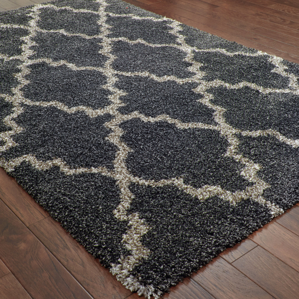 Oriental Weavers Henderson 092K1 Gray Rectangle Indoor Runner - Luxurious Stain Resistant Shag Rug with Geometric Design-