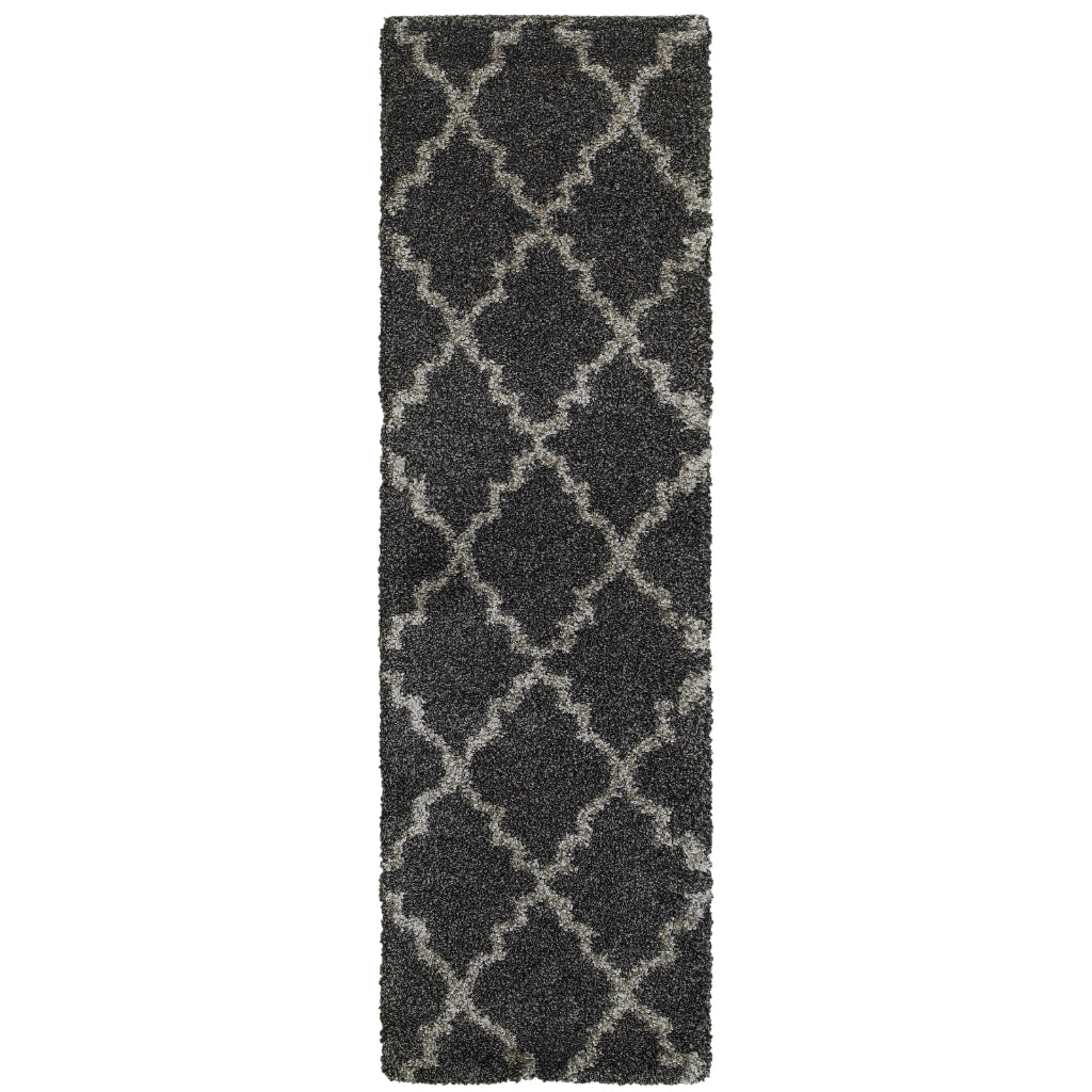 Oriental Weavers Henderson 092K1 Gray Rectangle Indoor Runner - Luxurious Stain Resistant Shag Rug with Geometric Design-