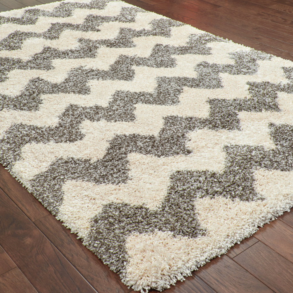 Oriental Weavers Henderson 625W9 Gray Rectangle Indoor Area Rug - Luxurious Stain Resistant Shag Rug with Geometric Design-