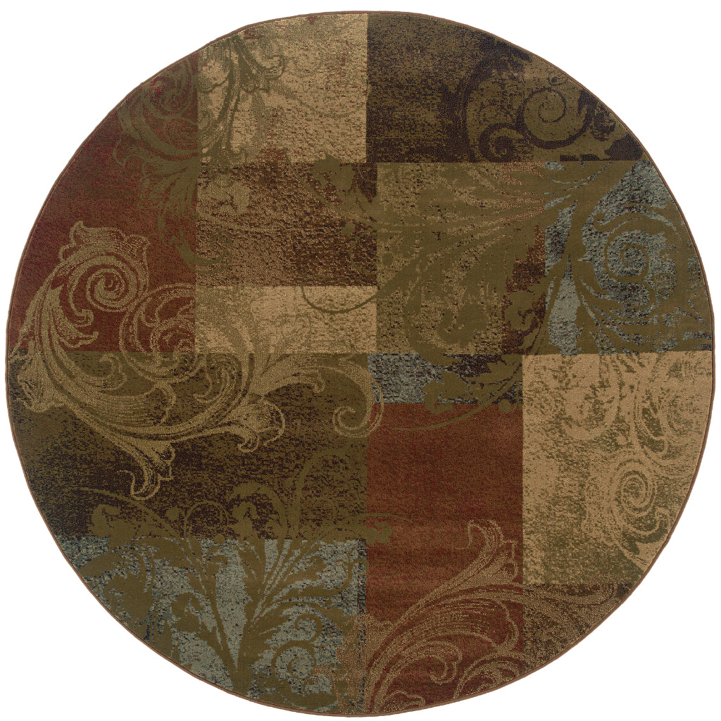 Oriental Weavers Hudson 036G1 Multicolor Round Indoor Area Rug - Elegant Stain Resistant Geometric Dinning Room Rug-