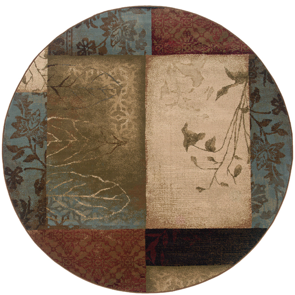 Oriental Weavers Hudson 040A1 Multicolor Round Indoor Area Rug - Elegant Stain Resistant Geometric Dinning Room Rug-