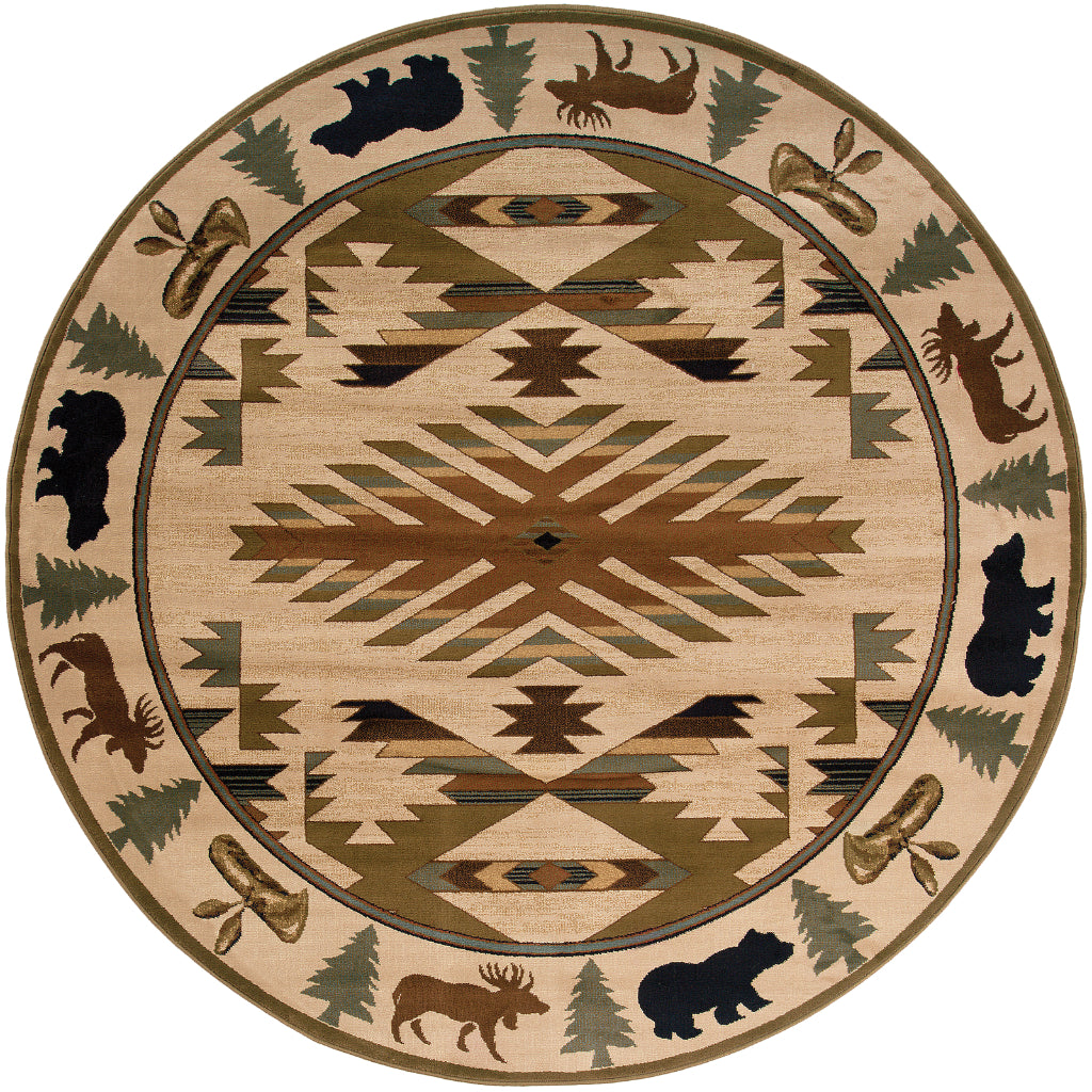 Oriental Weavers Hudson 1067A Multicolor Round Indoor Area Rug - Elegant Stain Resistant Novelty Style Dinning Room Rug-