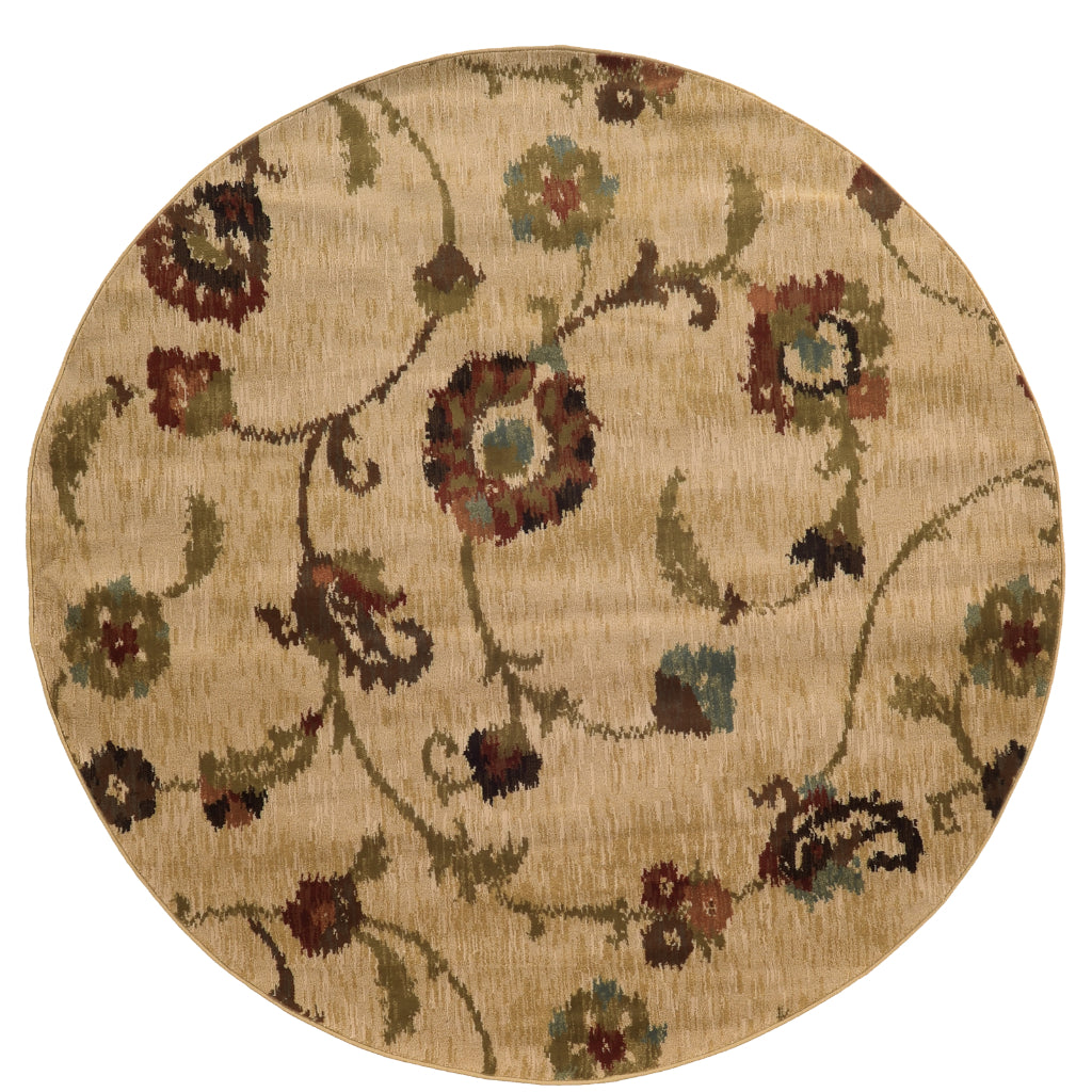 Oriental Weavers Hudson 4878B Multicolor Round Indoor Area Rug - Elegant Stain Resistant Geometric Dinning Room Rug-