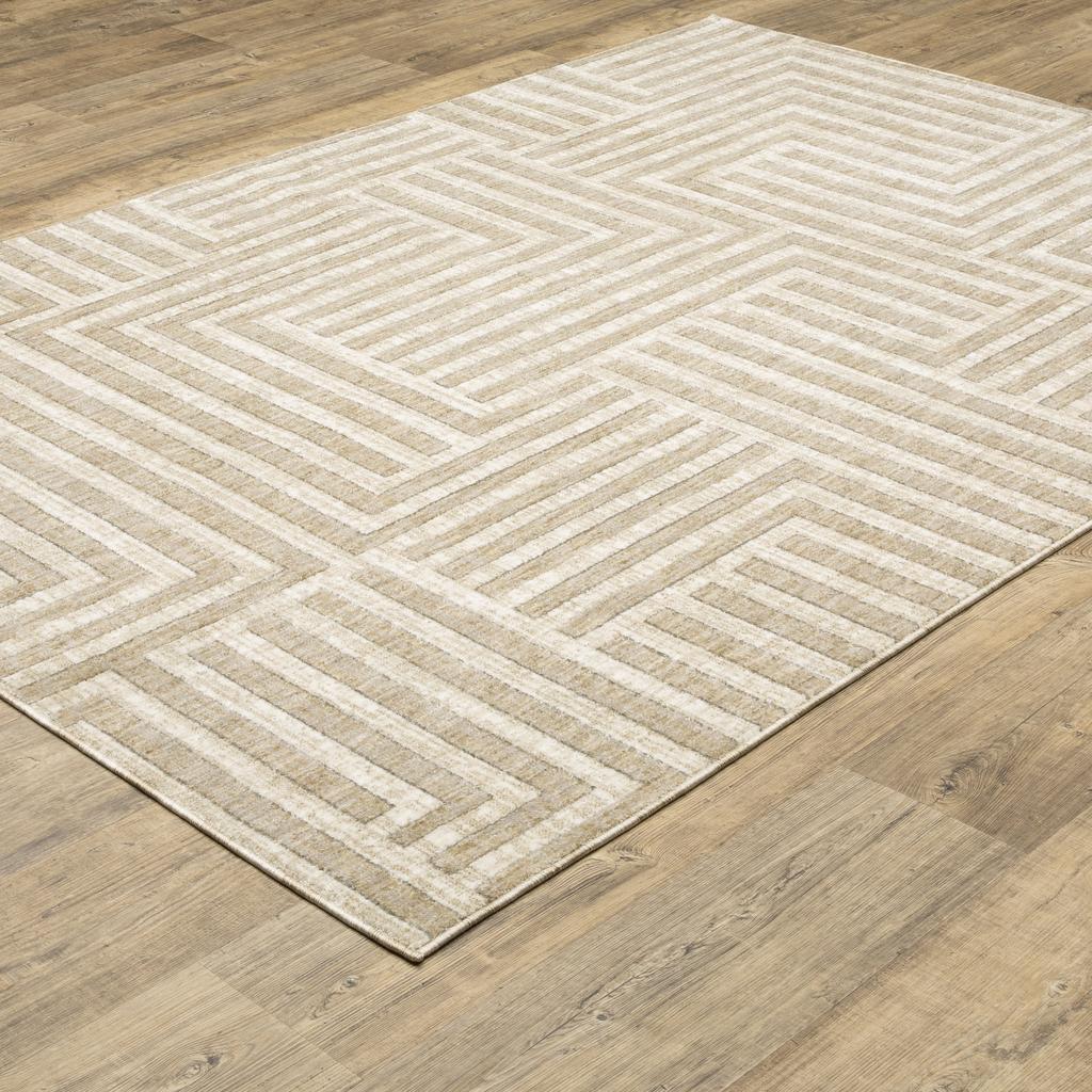 Oriental Weavers Hunter HNT03 Beige Rectangle Indoor Area Rug Geometric Pattern-