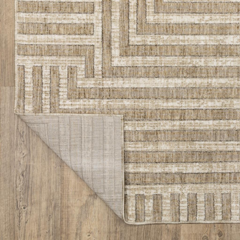 Oriental Weavers Hunter HNT03 Beige Rectangle Indoor Area Rug Geometric Pattern-