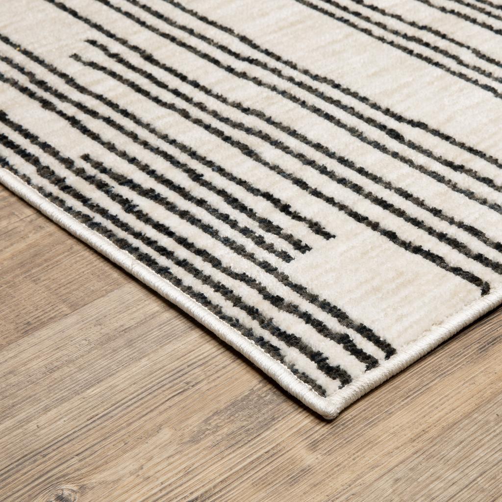 Oriental Weavers Hunter HNT04 Black Rectangle Indoor Area Rug Stripe Pattern-