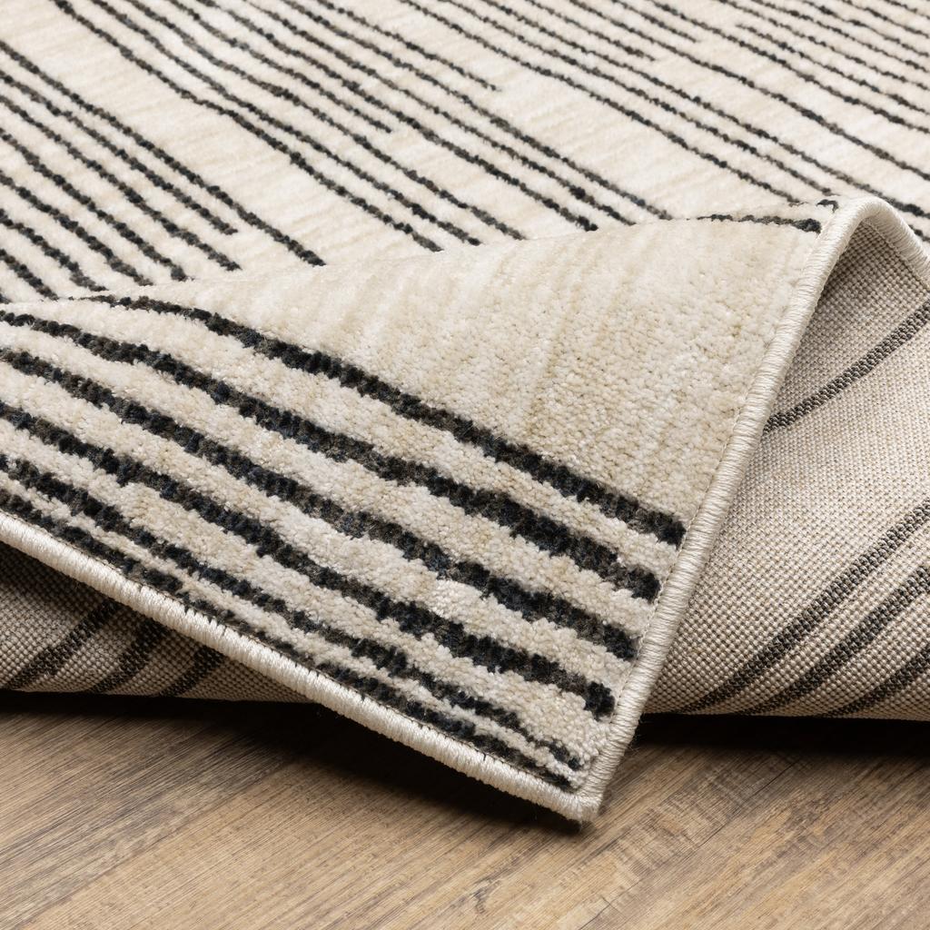 Oriental Weavers Hunter HNT04 Black Rectangle Indoor Area Rug Stripe Pattern-