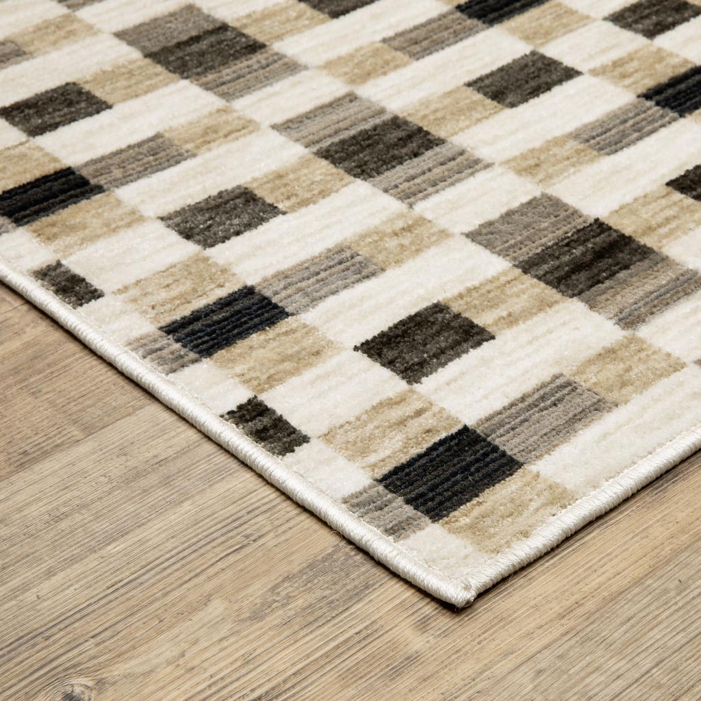 Oriental Weavers Hunter HNT05 Black Rectangle Indoor Runner Geometric Pattern-