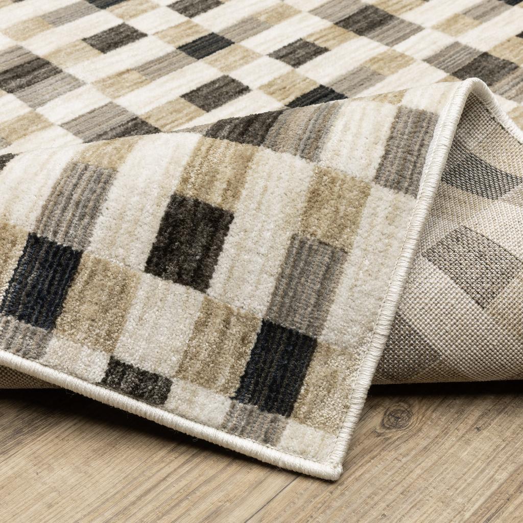 Oriental Weavers Hunter HNT05 Black Rectangle Indoor Runner Geometric Pattern-