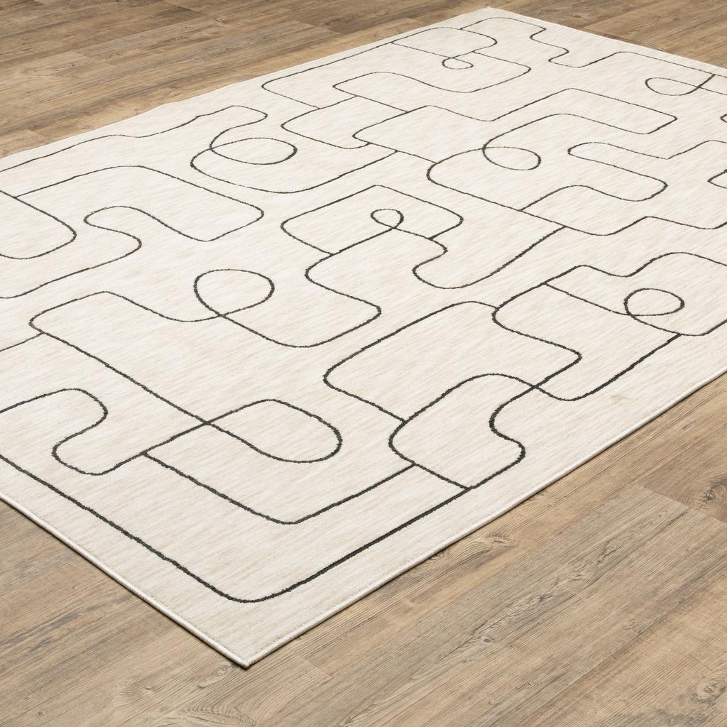 Oriental Weavers Hunter HNT06 Beige Rectangle Indoor Area Rug Abstract Pattern-