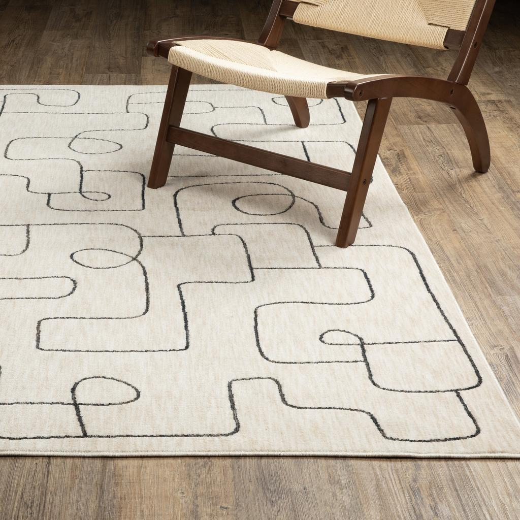 Oriental Weavers Hunter HNT06 Beige Rectangle Indoor Runner Abstract Pattern-