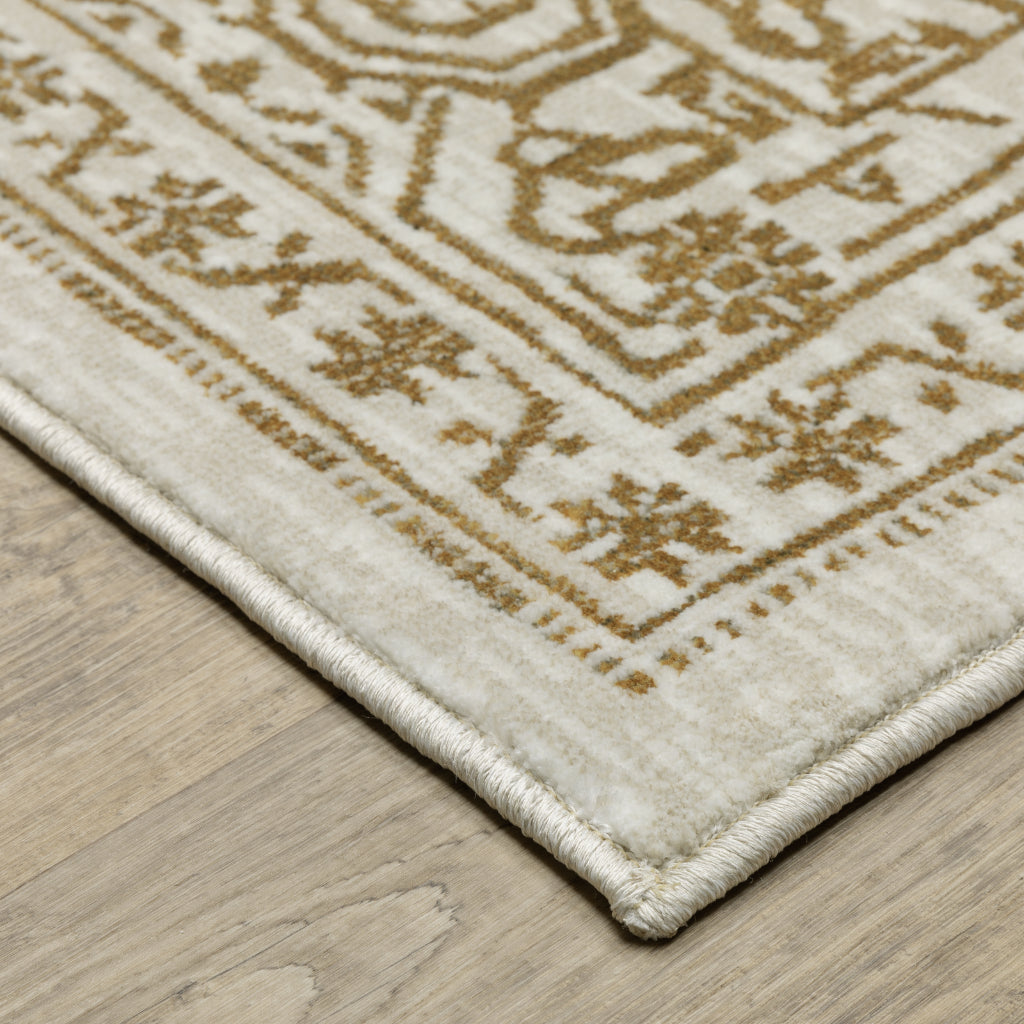 Oriental Weavers Intrigue INT03 Gold Rectangle Indoor Area Rug - Traditional Stain Resistant Low Pile Rug-