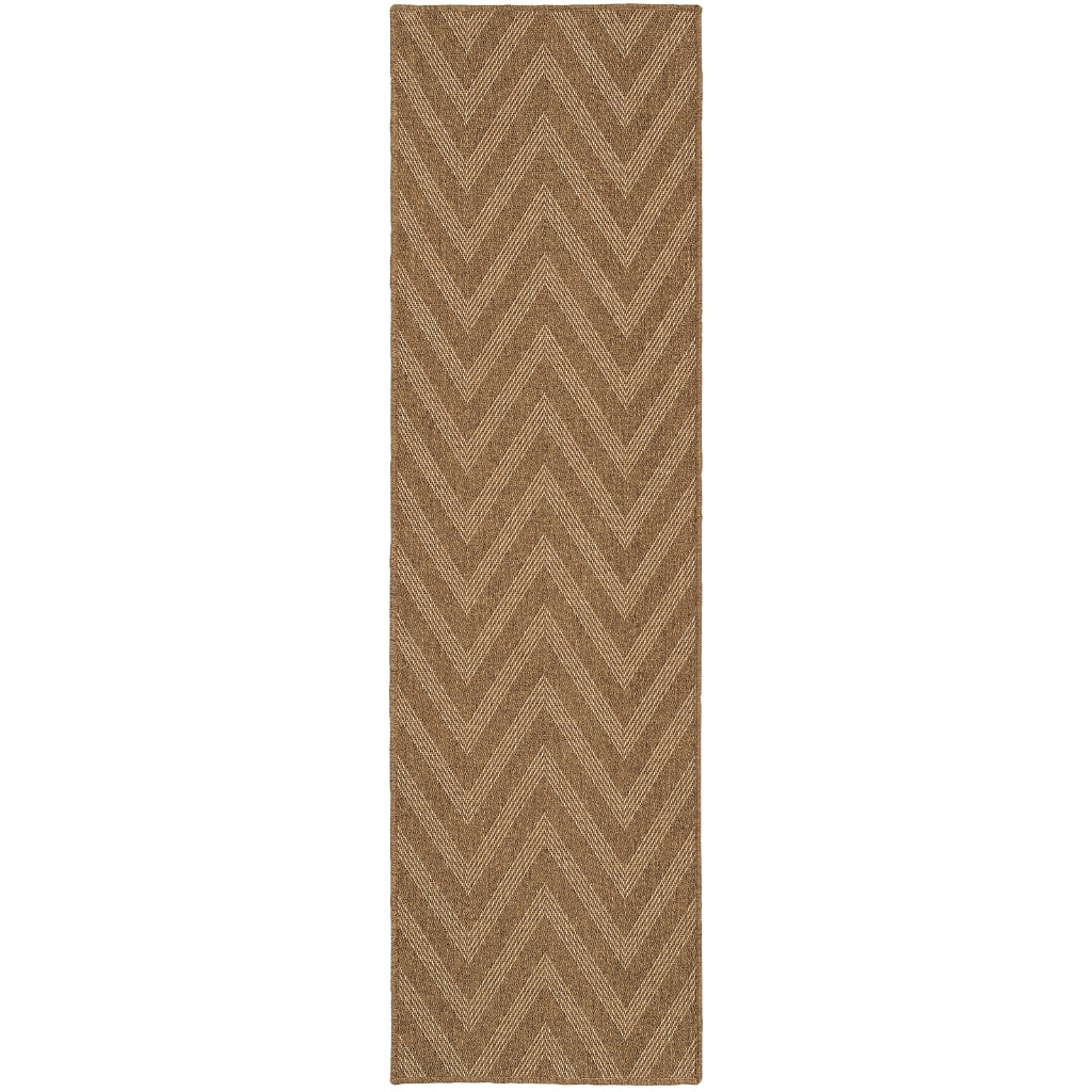 Oriental Weavers Karavia 1330X Tan Rectangle Indoor / Outdoor Runner - Stain Resistant Machine Made Entryway & Hallway Runner-