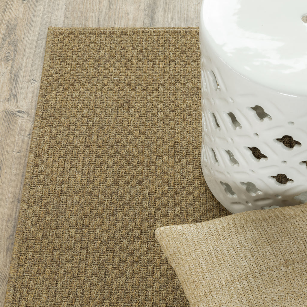 Oriental Weavers Karavia 2160N Tan Rectangle Indoor / Outdoor Runner - Stain Resistant Machine Made Entryway & Hallway Runner-
