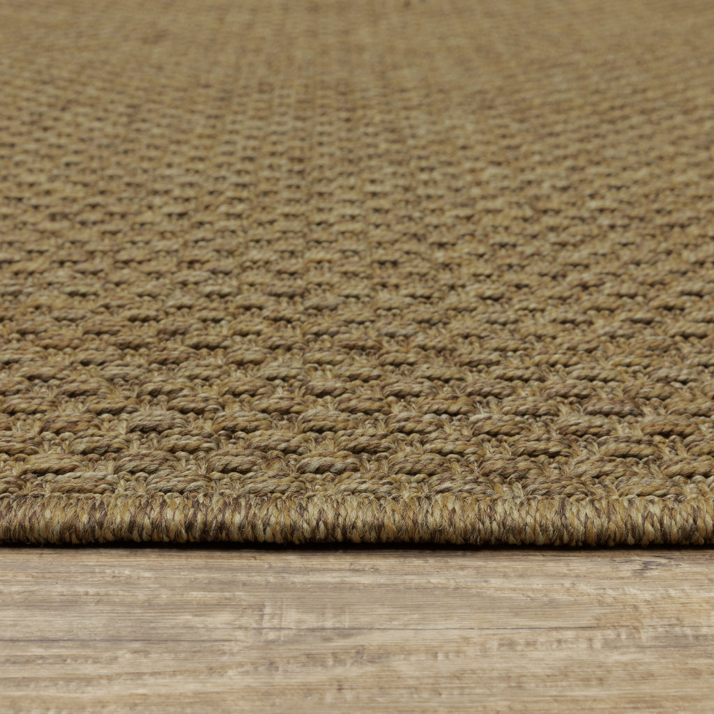 Oriental Weavers Karavia 2160N Tan Round Indoor / Outdoor Area Rug - Stain Resistant Machine Made Rug for Dining & Living Spaces-