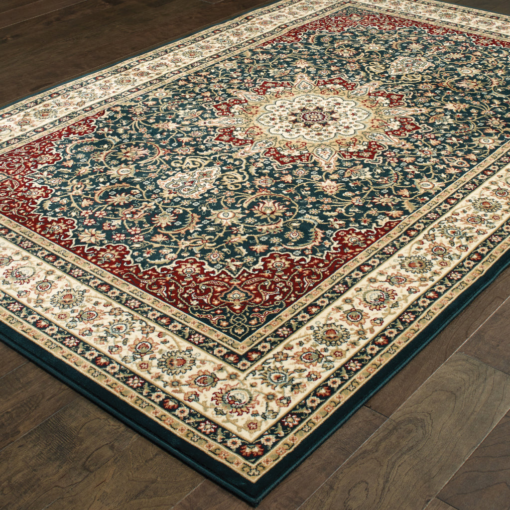 Oriental Weavers Kashan 119U1 Multicolor Rectangle Indoor Area Rug - Luxurious Stain Resistant Persian Style Rug with Medallion Design-