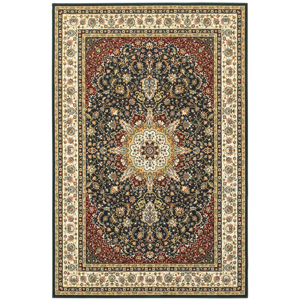 Oriental Weavers Kashan 119U1 Multicolor Rectangle Indoor Area Rug - Luxurious Stain Resistant Persian Style Rug with Medallion Design-