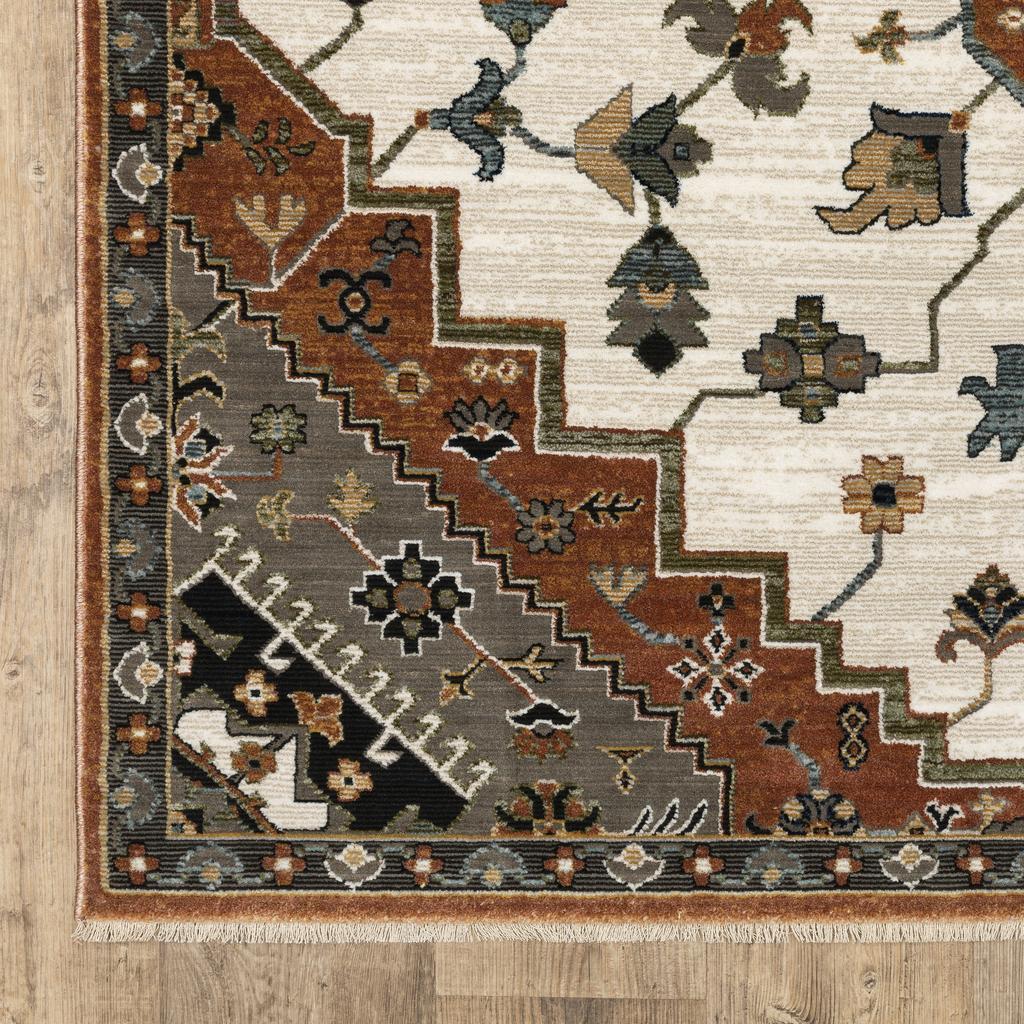 Oriental Weavers Keira KEI03 Rust Rectangle Indoor Area Rug Medallion Pattern-