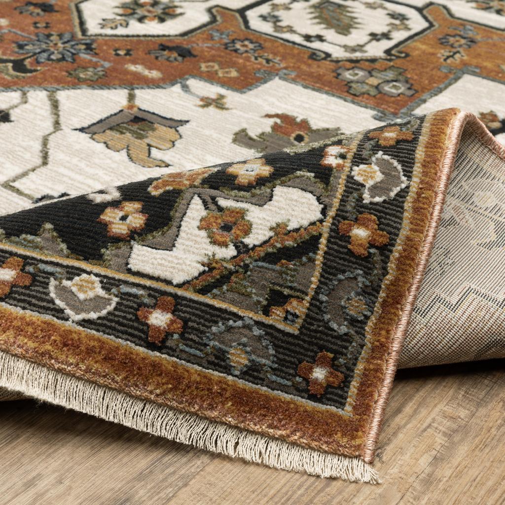 Oriental Weavers Keira KEI03 Rust Rectangle Indoor Area Rug Medallion Pattern-