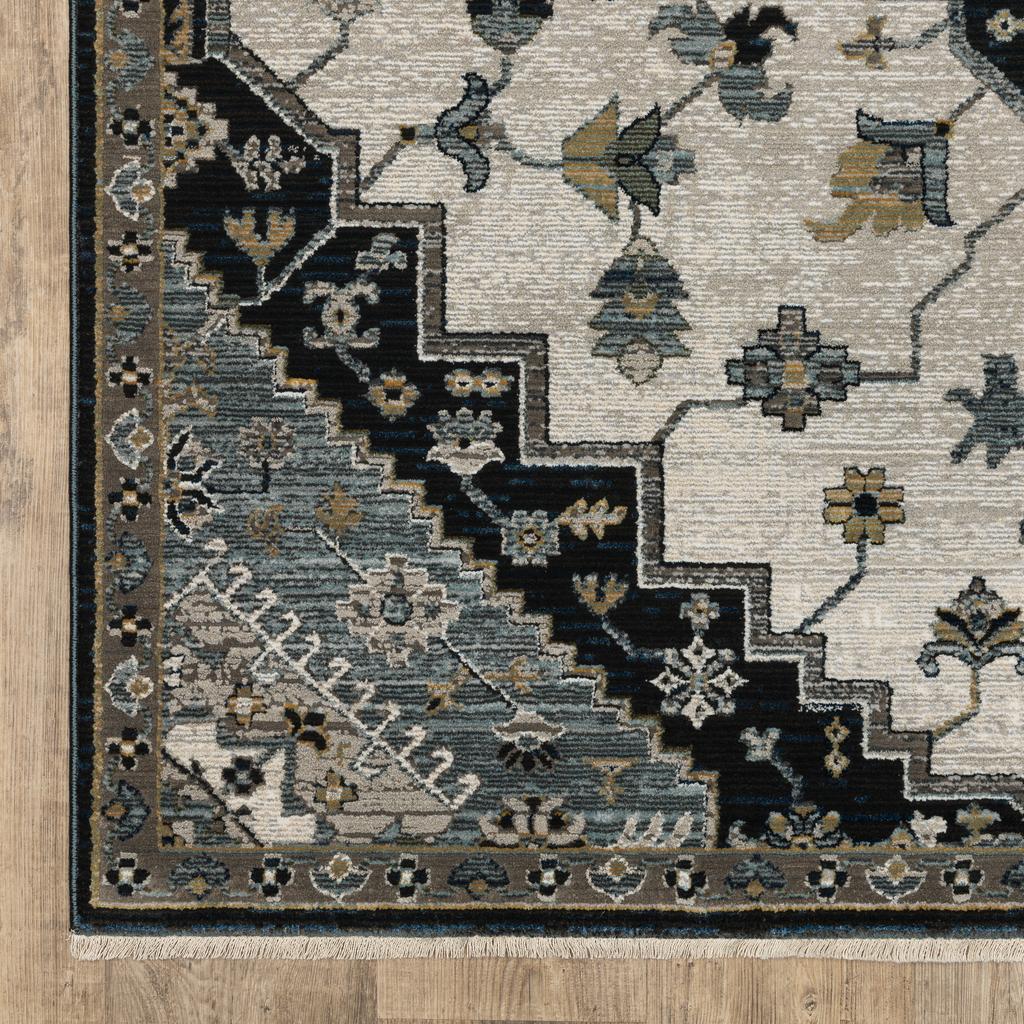 Oriental Weavers Keira KEI04 Blue Rectangle Indoor Runner Medallion Pattern-