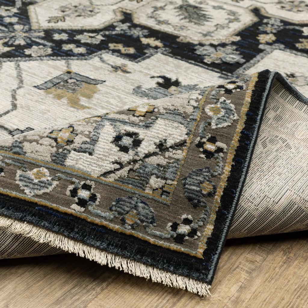 Oriental Weavers Keira KEI04 Blue Rectangle Indoor Runner Medallion Pattern-