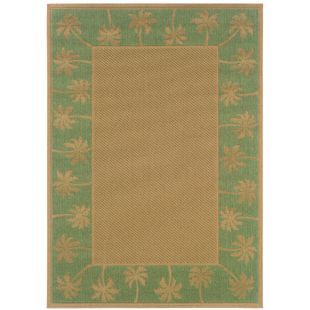 Oriental Weavers Lanai 606F6 Beige/Green Rectangle Indoor / Outdoor Area Rug - Stain Resistant Machine Made Patio Rug with Casual Design-