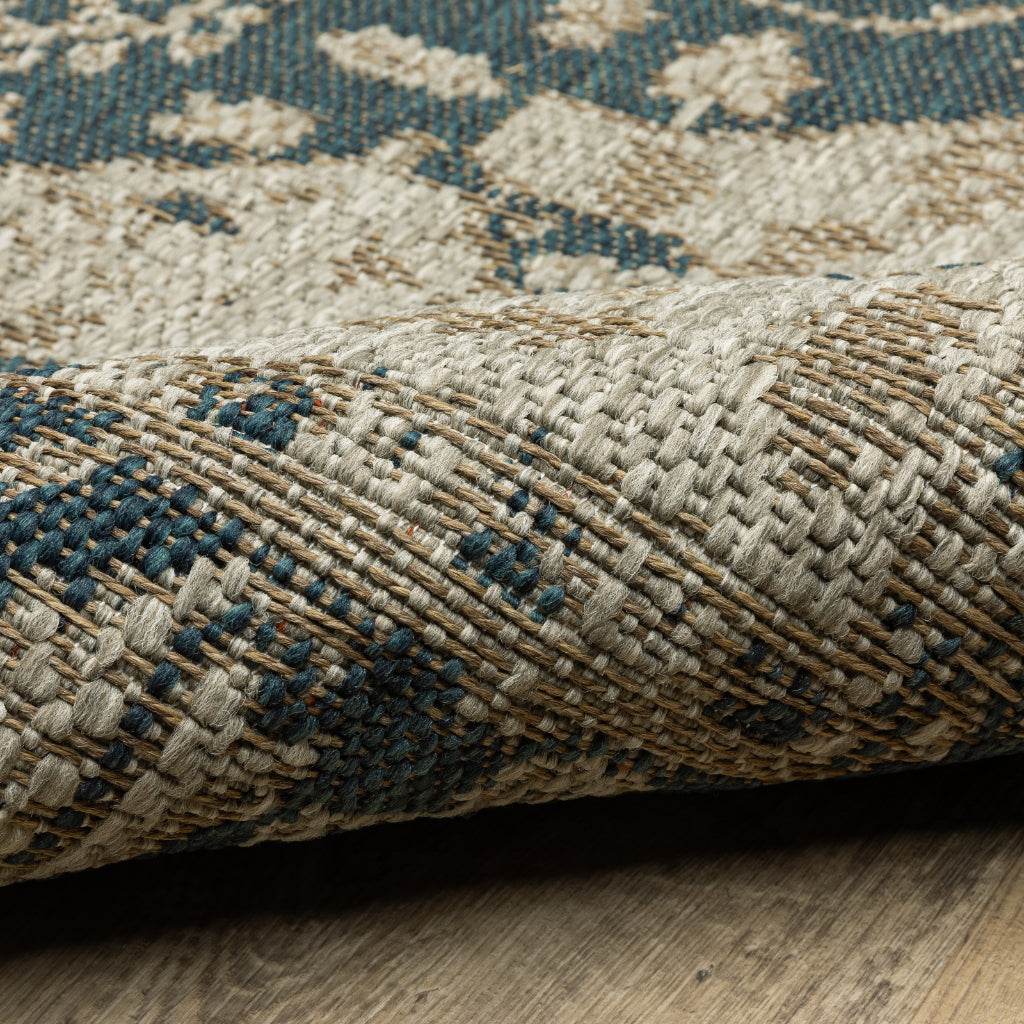 Oriental Weavers Latitude 001J3 Grey/Gold Rectangle Indoor / Outdoor Runner - Stain Resistant Machine Made Entryway & Hallway Runner with Oriental Pattern-