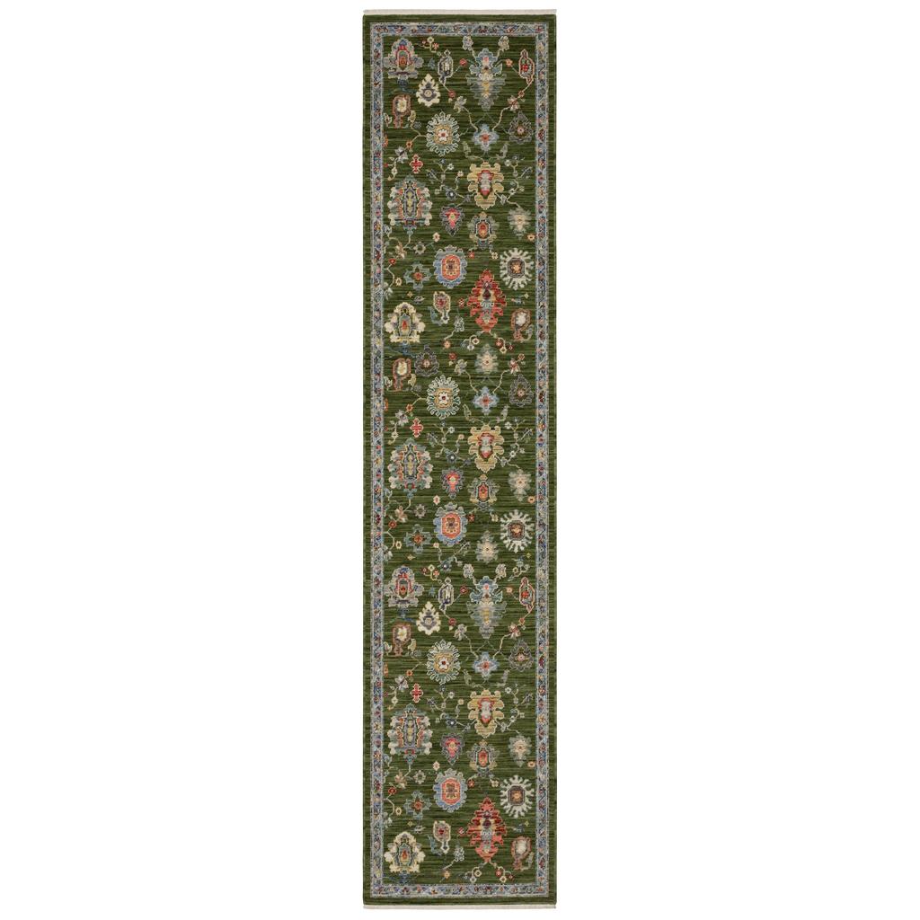 Oriental Weavers Lucca 2863E Green Rectangle Indoor Runner Oriental Pattern-