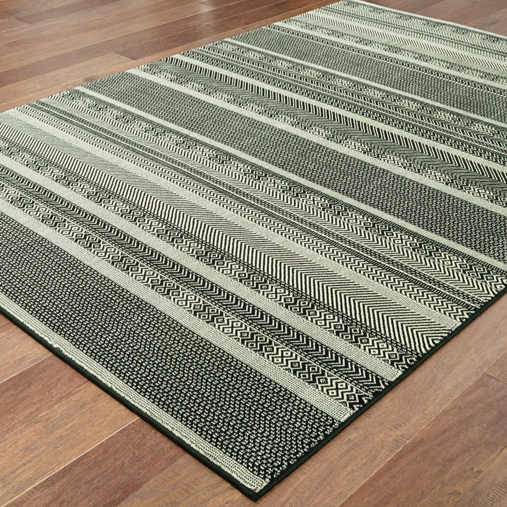 Oriental Weavers Luna 1802K Black Rectangle Indoor Area Rug - Luxurious Stain Resistant Low Pile Rug with Striped Design-