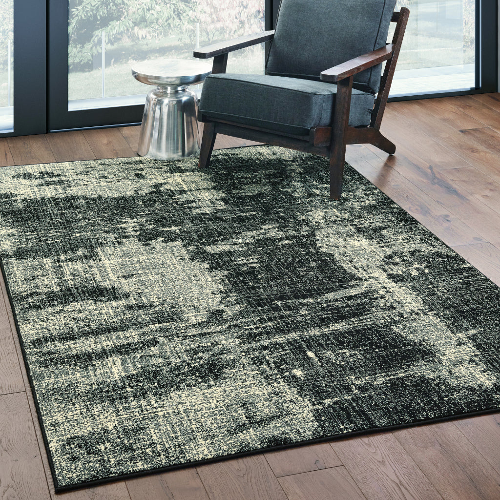 Oriental Weavers Luna 1805K Black Rectangle Indoor Area Rug - Luxurious Stain Resistant Low Pile Rug with Abstract Design-