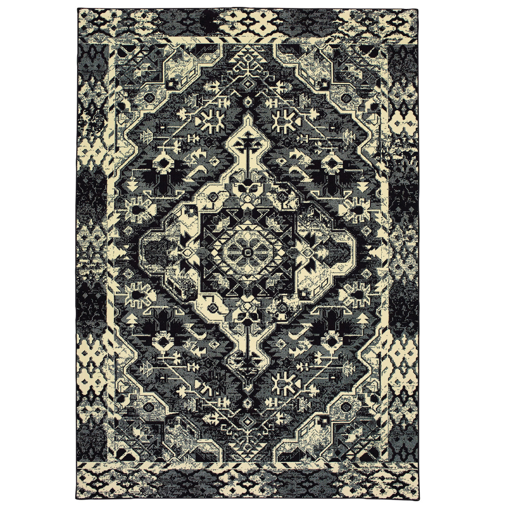 Oriental Weavers Luna 5603K Black Rectangle Indoor Area Rug - Luxurious Stain Resistant Low Pile Rug with Tribal Design-