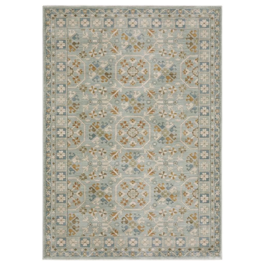 Oriental Weavers Maeve MAE14 Teal Rectangle Indoor Area Rug Oriental Pattern-