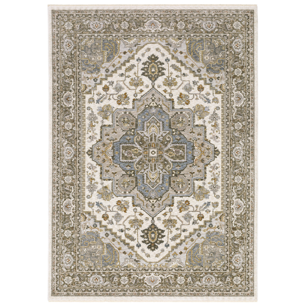 Oriental Weavers Maharaja 1144Y Multicolor Rectangle Indoor Area Rug - Stain Resistant Low Pile Traditional Rug with Medallion Design-