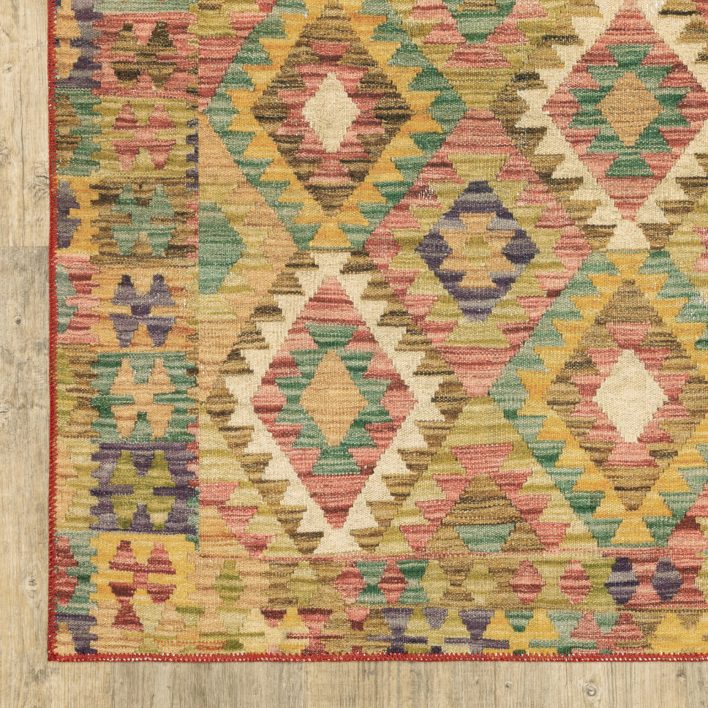 Oriental Weavers Malibu MAL07 Multicolor Rectangle Indoor Area Rug - Stain Resistant Low Pile Geometric Rug-